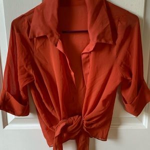 Orange Chiffon Top